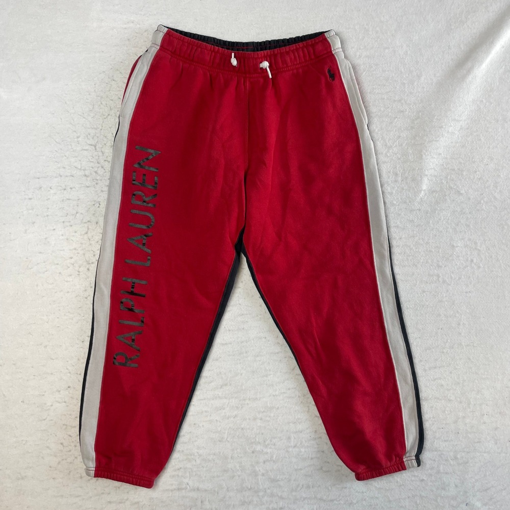 Polo Ralph Lauren Sweatpants Size Small Red Black White Spellout Joggers